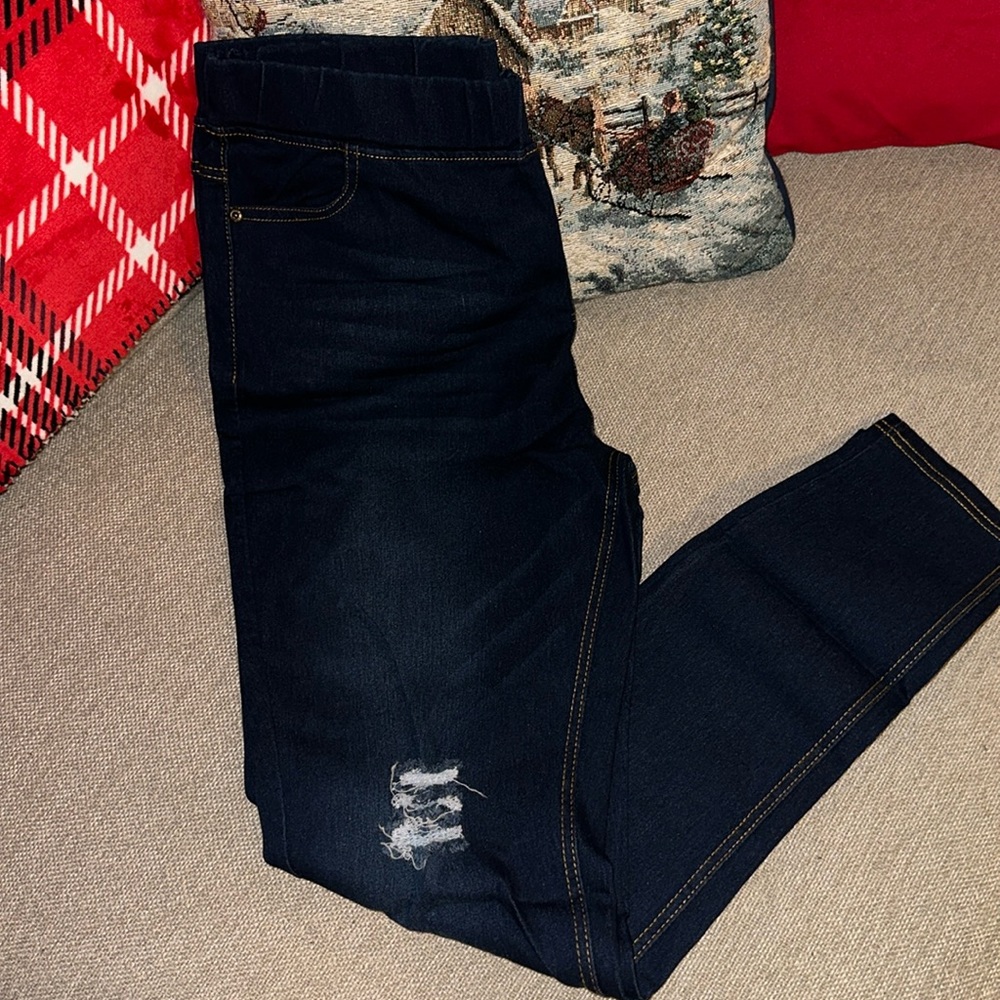 Jvini woman’s distressed jeggings color dark blue 1XL & 3Xl